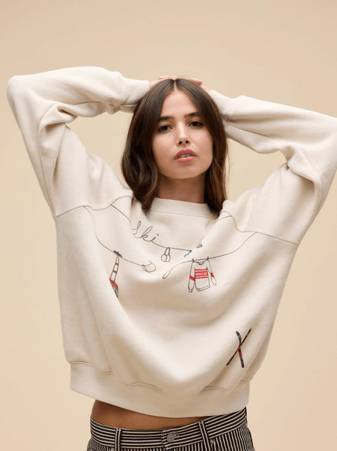 Ski Day Raglan Sweatshirt - Daydreamer - Dirty White