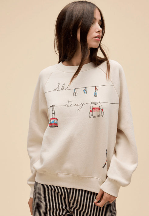 Ski Day Raglan Sweatshirt - Daydreamer - Dirty White