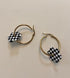 Small Daisy Hoop Earrings - Cities in Dust - Black Checkered