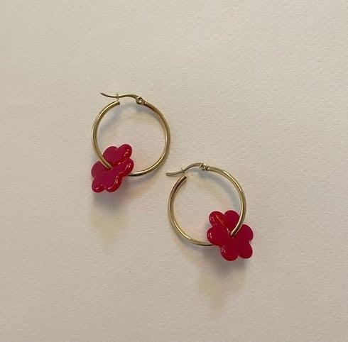 Small Daisy Hoop Earrings - Cities in Dust - Cherry