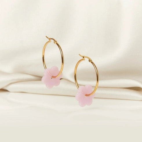 Small Daisy Hoop Earrings - Cities in Dust - Purple