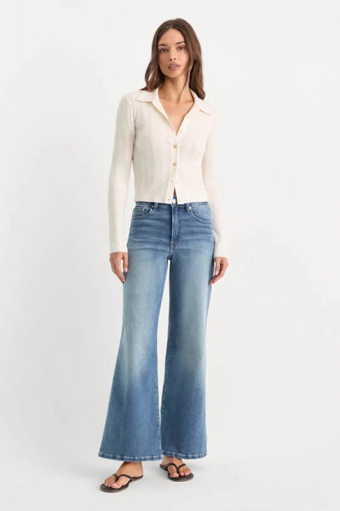 Soft Tech Good Waist Palazzo Ankle Jeans - Good American - Indigo1238