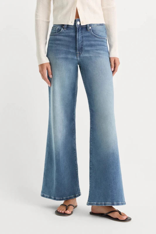 Soft Tech Good Waist Palazzo Ankle Jeans - Good American - Indigo1238