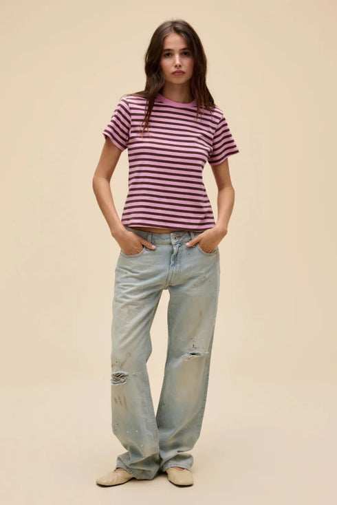 Stripe Vintage Tee - Daydreamer - Pink Rose