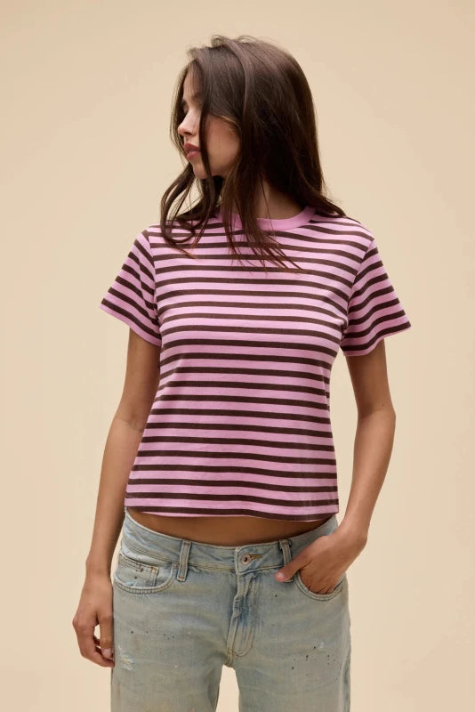Stripe Vintage Tee - Daydreamer - Pink Rose