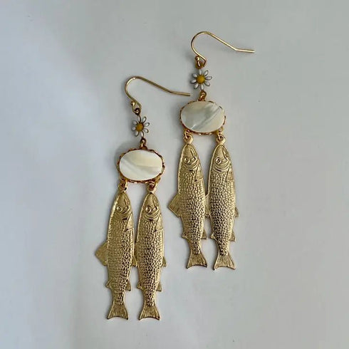 Suma Earrings - Sandrine France Studio - Gold/Pearl
