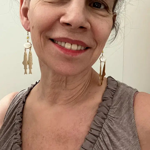 Suma Earrings - Sandrine France Studio - Gold/Pearl