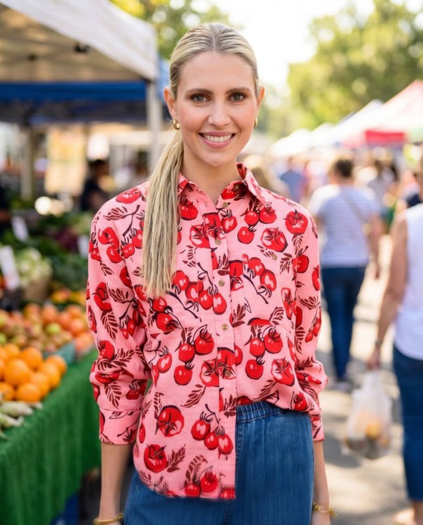 Tomato Print Camp shirt - Ivy Jane - Pink Print