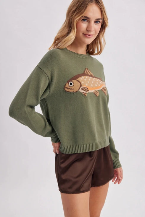 Trout Cotton Sweater - Fred & Co. - Olive