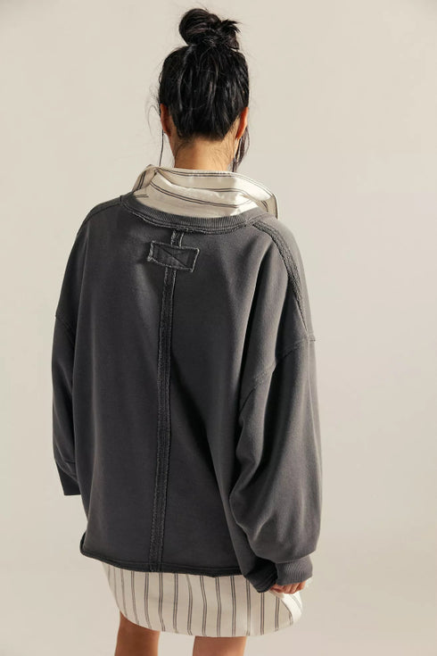 We The Free Venice V - Neck Graphic Sweatshirt - Free People - Gray