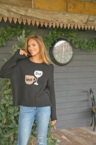 Week Vs End Crew Chunky Sweater - Wooden Ships - Black
