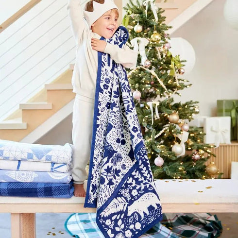 Whimsical Woods Navy Mini Blanket - ChappyWrap - Navy