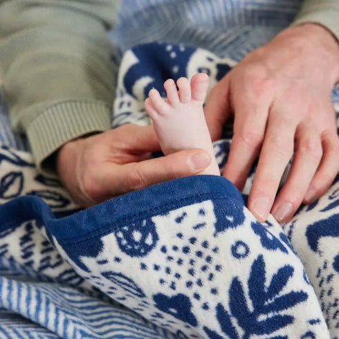 Whimsical Woods Navy Mini Blanket - ChappyWrap - Navy