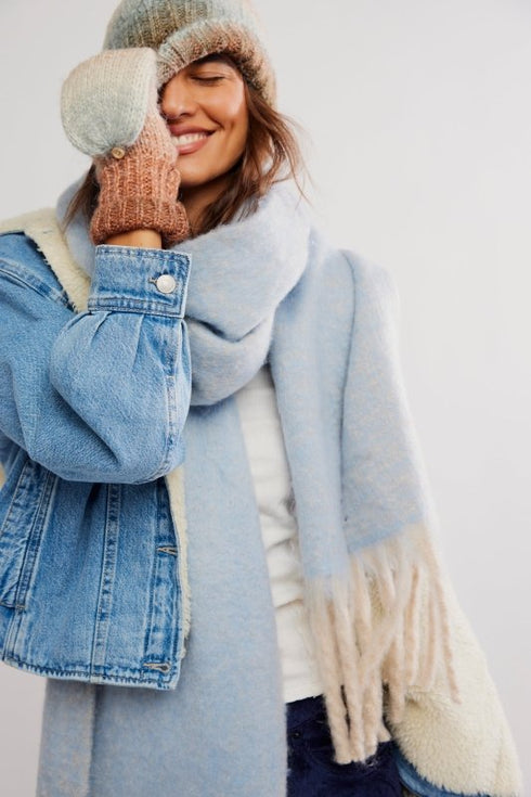 Winter Chill Blanket Scarf - Free People - Blue