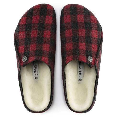 Zermatt Shearling Wool Felt Plaid - Birkenstock - Plaid Red