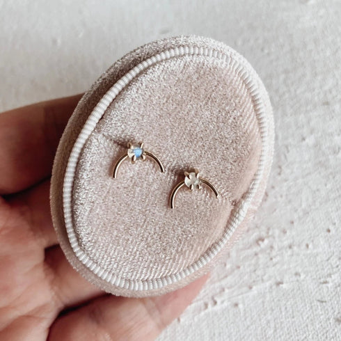 Arch Studs - Milk Moon - Moonstone