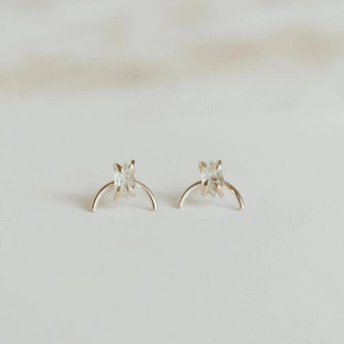 Arch Studs - Milk Moon - Herkimer
