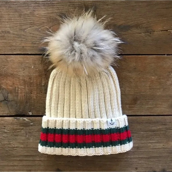 Buoy Stripe Hat - Anchored Heart - Parchment