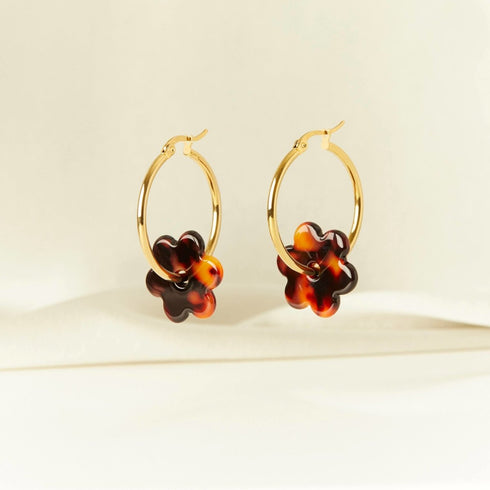 Daisy Hoop Earrings - Cities in Dust - Tortoise