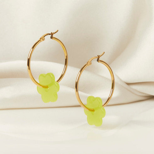 Daisy Hoop Earrings - Cities in Dust - Lime