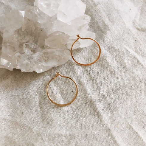 Minimalist Hammered Hoops - Milk Moon -
