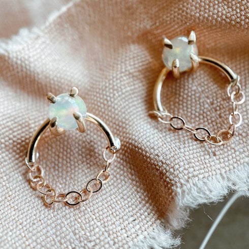 Opal Chain Studs - Milk Moon -