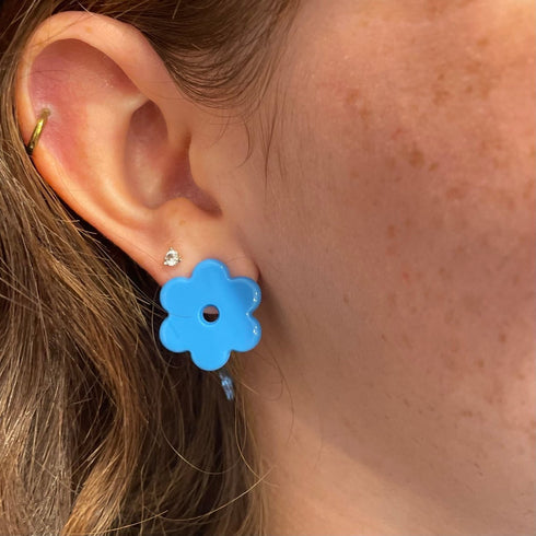 Small Acetate Daisy Earrings - Cities in Dust - Blue