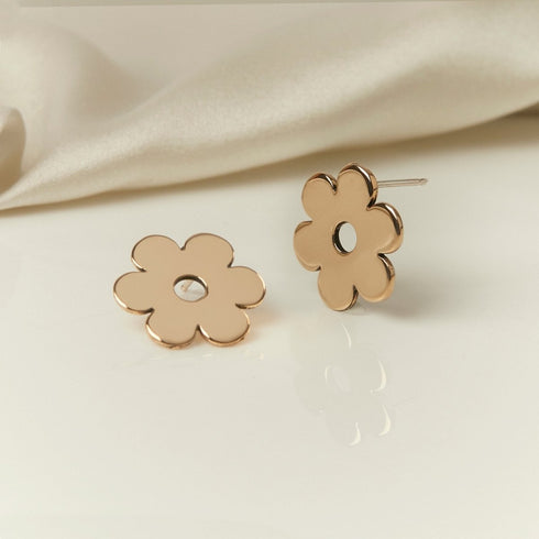 Small Brass Daisy Earrings - Cities in Dust - Brass