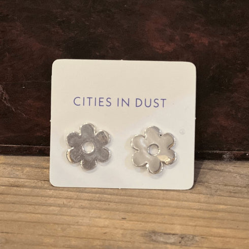 Small Silver Daisy Earrings - Cities in Dust - Silver