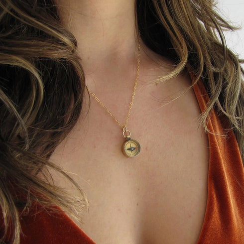 Tiny Compass Necklace - Ornamental things -